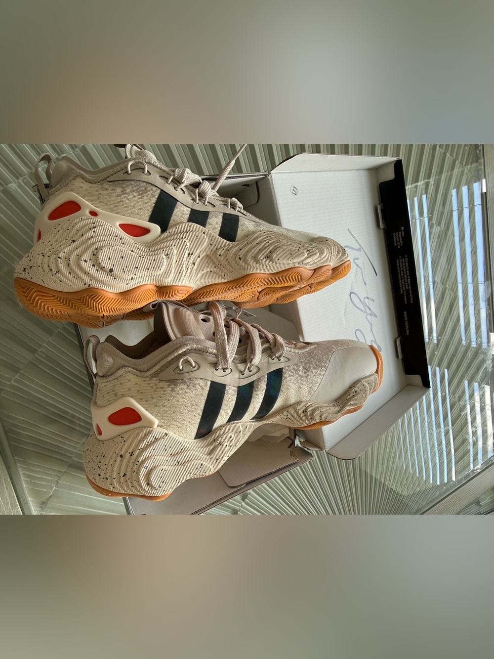 adidas Beige and Black Retro-Style Sneakers with Gum Outsole
